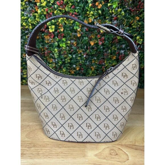Dooney & Bourke Small Signature Shoulder Bag Tan Brown Beige Purse Hobo Mini GUC - Picture 4 of 13